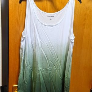 Tank Top from Woman Within,  Size 1x(22/24), Color White/Green